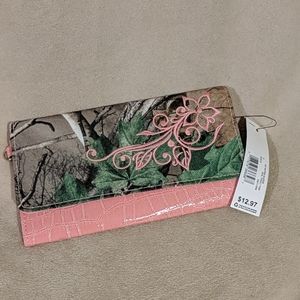 Ladies camo and pink long wallet